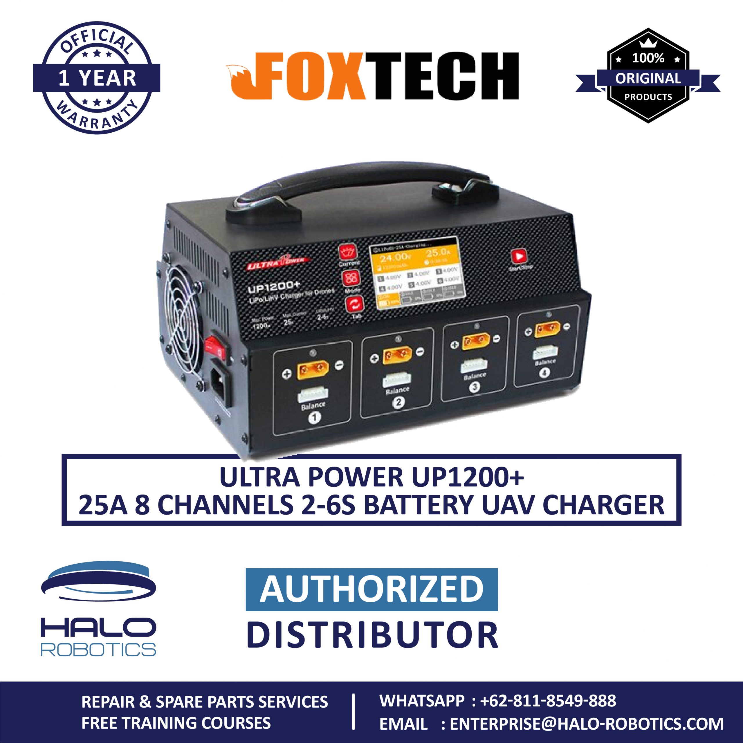 Ultra Power UP1200+ 25A 8 Channels 2-6S Battery UAV Charger - Halo